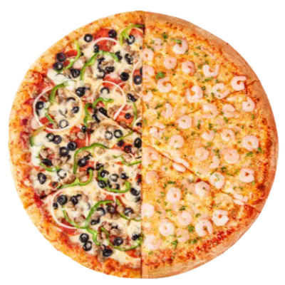 combo and garlic shrimp pizza
