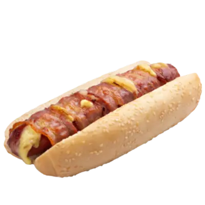 hotdog with bacon and cheese